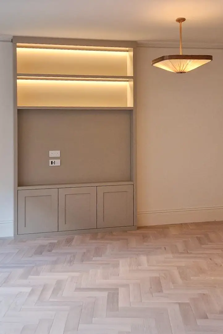 Custom built-in TV unit with LED lighting - Epsom, Surrey